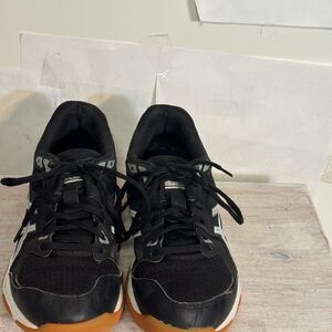 Asics Black and White Athletic Shoes with Mesh Upper
